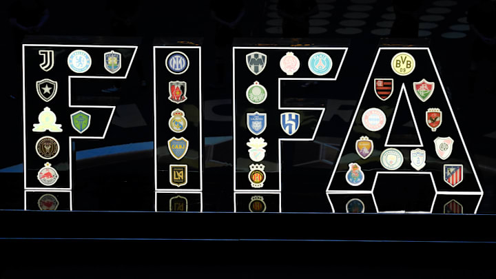 FIFA's logo embossed with every club logo competing in the Club World Cup.