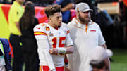 Feb 9, 2025; New Orleans, LA, USA; Kansas City Chiefs quarterback Patrick Mahomes (15) walks off the field after losing against the Philadelphia Eagles in Super Bowl LIX at Caesars Superdome. Mandatory Credit: Bill Streicher-Imagn Images