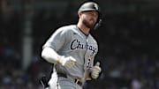 Chicago White Sox first baseman Tim Elko (30) rounds the bases after hitting a home run against the Chicago Cubs at Wrigley Field. 