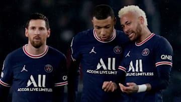 Lionel Messi (left), Kylian Mbappé and Neymar all played alongside Hugo Ekitiké.