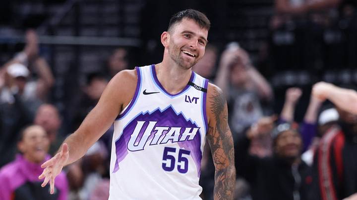 Utah Jazz guard John Konchar (55) reacts (Mandatory Credit: Rob Gray-Imagn Images)
