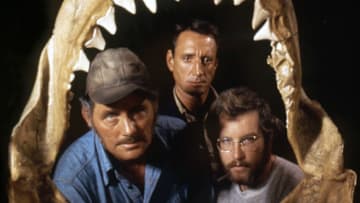 Robert Shaw, Roy Scheider, and Richard Dreyfuss star in 'Jaws' (1975).
