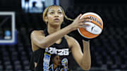 Chicago Sky forward Angel Reese warms up for a game.