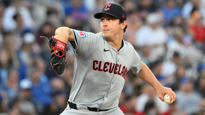 Jun 14, 2024; Toronto, Ontario, CAN;  Cleveland Guardians starting pitcher Logan Allen (41) delivers a pitch against the Toronto Blue Jays in the fifth inning at Rogers Centre. Mandatory Credit: Dan Hamilton-USA TODAY Sports