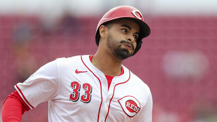 Mar 31, 2024; Cincinnati, Ohio, USA; Cincinnati Reds first baseman Christian Encarnacion-Strand (33)