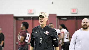 FSU tight ends coach Chris Thomsen at a Tour of Duty conditioning workout on Feb. 13, 2020.

Img 5129