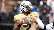 Apr 27, 2024; Boulder, CO, USA; Colorado Buffaloes quarterback Shedeur Sanders (2) during a spring00pm