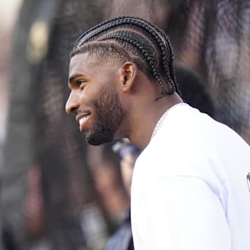 Nov 1, 2025; Boulder, Colorado, USA; NFL Cleveland Browns quarterback Shedeur Sanders during the game between the Arizona Wildcats against the Colorado Buffaloes at Folsom Field. Mandatory Credit: Ron Chenoy-Imagn Images