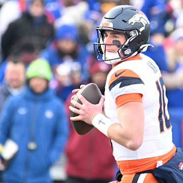 Bo Nix and the Broncos are battling the Bills in Buffalo. 