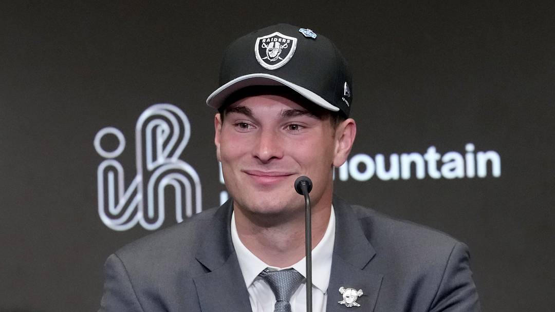 Apr 24, 2026; Henderson, NV, USA; Las Vegas Raiders quarterback Fernando Mendoza speaks at introductory press conference at Intermountain Health Performance Center after being selected as the No. 1 pick in the 2026 NFL Draft. Mandatory Credit: Kirby Lee-Imagn Images Apr 24, 2026; Henderson, NV, USA; Las Vegas Raiders quarterback Fernando Mendoza speaks at introductory press conference at Intermountain Health Performance Center after being selected as the No. 1 pick in the 2026 NFL Draft. Mandatory Credit: Kirby Lee-Imagn Images