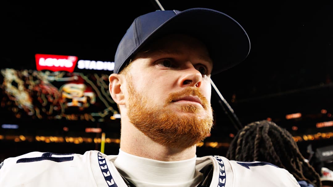 Sam Darnold of the Seattle Seahawks walks off the field