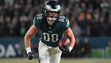 Philadelphia Eagles tight end Dallas Goedert (88) against the Green Bay Packers in an NFC wild-card game at Lincoln Financial Field.