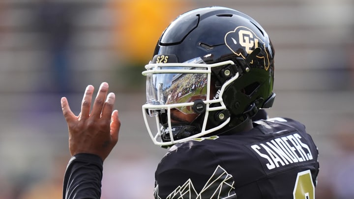 Colorado Buffaloes quarterback Shedeur Sanders (2) before the game against the North Dakota State Bison at Folsom Field.