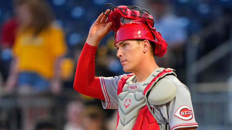 Cincinnati Red catcher Tyler Stephenson (37) during a game.