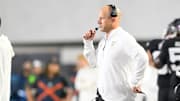 Oct 19, 2024; Nashville, Tennessee, USA;  Vanderbilt Commodores head coach Clark Lea paces the sideline against the Ball State Cardinals during the second half at FirstBank Stadium. Mandatory Credit: Steve Roberts-Imagn Images