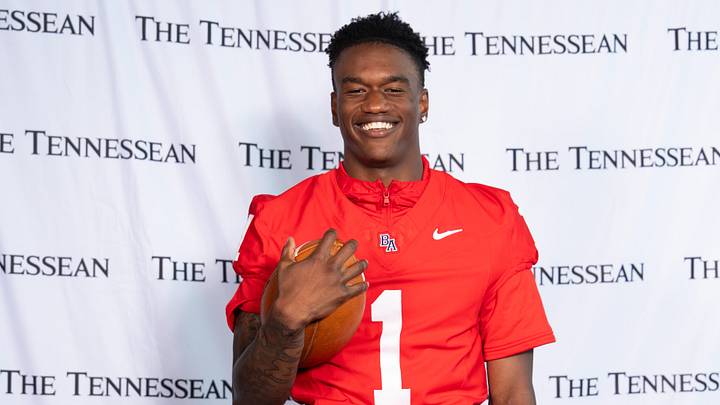 Brentwood Academy’s Kesean Bowman stands for a photo during the Tennessee Titans high school football media day Nissan Stadium  in Nashville  on Monday, July, 13, 2026.