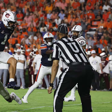 Auburn quarterback Payton Thorne scores a touchdown against Alabama A&M