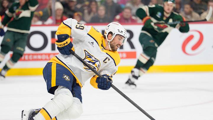 Dec 23, 2025; Saint Paul, Minnesota, USA; Nashville Predators defenseman Roman Josi (59) intercepts a Minnesota Wild pass in the second period at Grand Casino Arena. Mandatory Credit: Matt Blewett-Imagn Images Dec 23, 2025; Saint Paul, Minnesota, USA; Nashville Predators defenseman Roman Josi (59) intercepts a Minnesota Wild pass in the second period at Grand Casino Arena. Mandatory Credit: Matt Blewett-Imagn Images