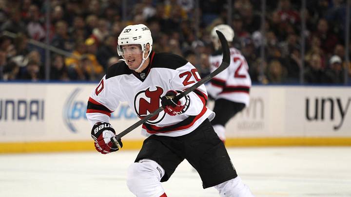 New Jersey Devils center Ryan Carter (20) against the Buffalo Sabres at First Niagara Center. Mandatory Credit: Timothy T. Ludwig-Imagn Images