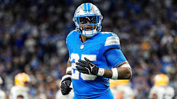 Detroit Lions safety Jamal Adams (25) runs off the field after a play against Green Bay Packers during the first half at Ford Field in Detroit on Thursday, Dec. 5, 2024.