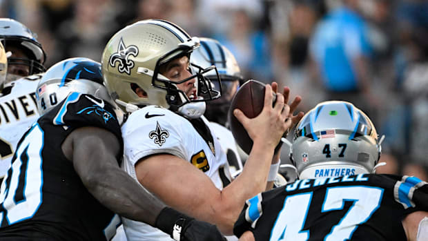 Derek Carr and the Saints were sacked at Carolina.