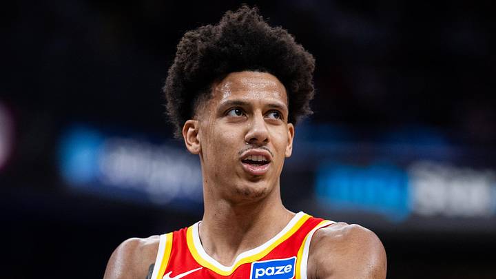 Jalen Johnson (1) in the first half against the Indiana Pacers at Gainbridge Fieldhouse