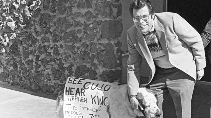 Stephen King and a furry friend.