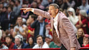 Mar 5, 2025; Tuscaloosa, Alabama, USA; Alabama Crimson Tide head coach Nate Oats directs his team against the Florida Gators during the second half at Coleman Coliseum. Mandatory Credit: Will McLelland-Imagn Images