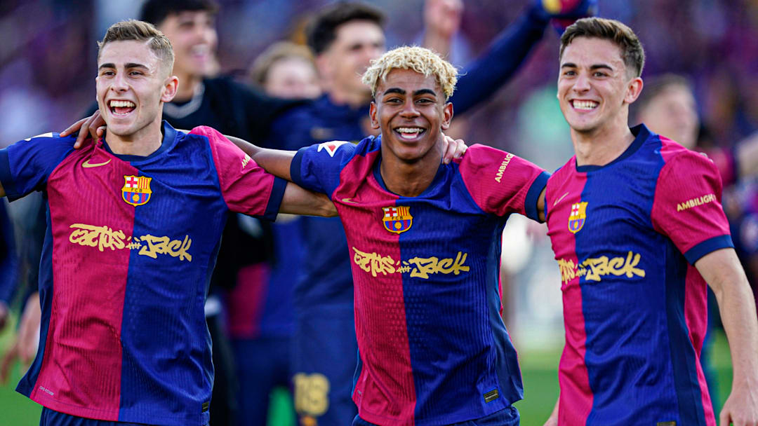 Fermín López (left), Lamine Yamal and Gavi have all become key Barcelona contributors in recent years.