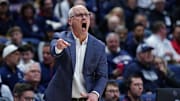 The UConn Huskies and head coach Dan Hurley are favored on Tuesday.