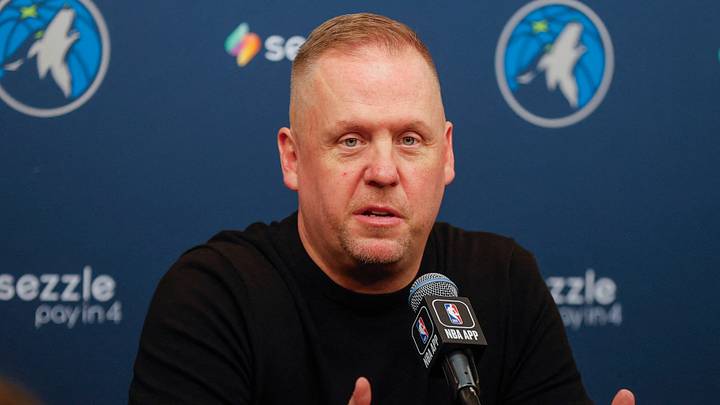 Sep 29, 2025; Minneapolis, MN, USA; Minnesota Timberwolves president of basketball operations Tim Connelly speaks to the media during media day at Target Center. Mandatory Credit: Bruce Kluckhohn-Imagn Images
