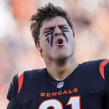 Nov 12, 2023; Cincinnati, Ohio, USA; Cincinnati Bengals defensive end Trey Hendrickson (91) runs onto the field before the game against the Houston Texans at Paycor Stadium. Mandatory Credit: Katie Stratman-Imagn Images