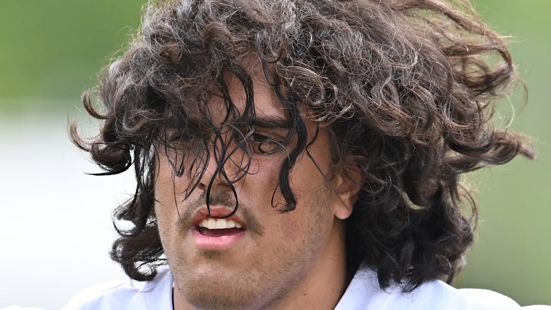 May 8, 2026; Berea, OH, USA; Cleveland Browns tackle Spencer Fano (55) runs off the field after rookie minicamp at CrossCountry Mortgage Campus. Mandatory Credit: Ken Blaze-Imagn Images
