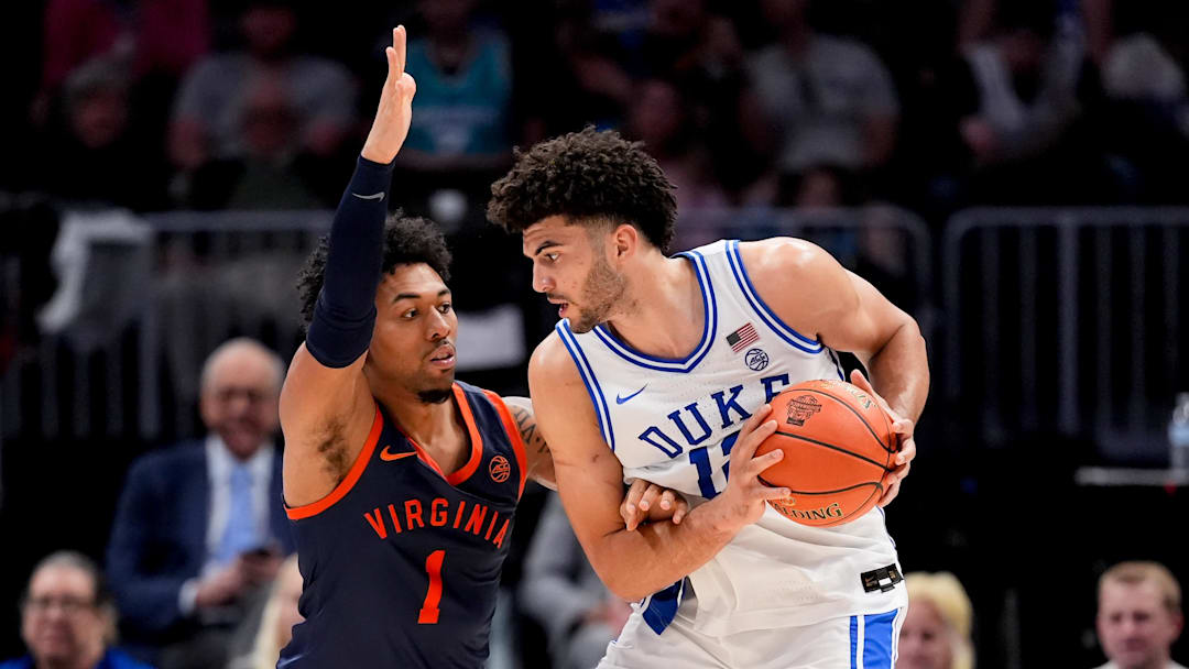 Virginia Cavaliers guard Malik Thomas and Duke Blue Devils forward Cameron Boozer
