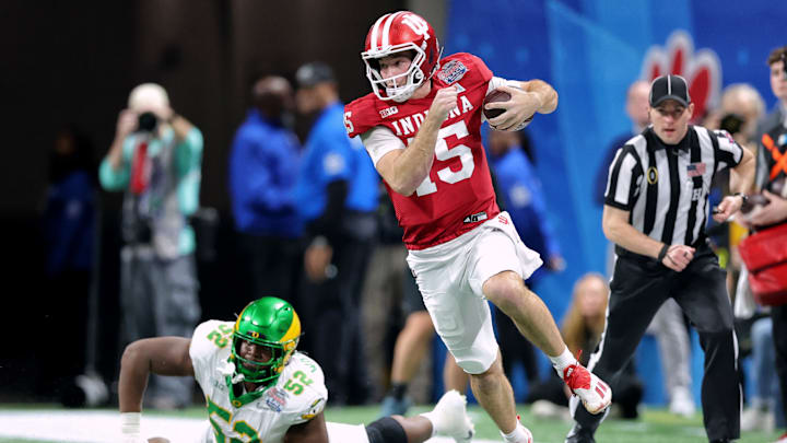 Indiana blew out Oregon in the Peach Bowl to advance to the national championship. Indiana blew out Oregon in the Peach Bowl to advance to the national championship.