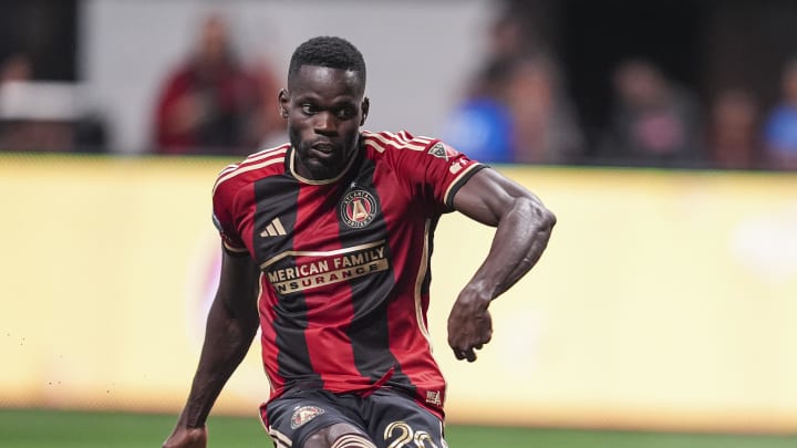 Aug 4, 2024; Atlanta, Georgia, USA; Atlanta United forward Jamal Thiare (29) is stopped on a penalty kick against Santos Laguna goalkeeper Carlos Acevedo (1) (not shown) at Mercedes-Benz Stadium. Mandatory Credit: Dale Zanine-USA TODAY Sports