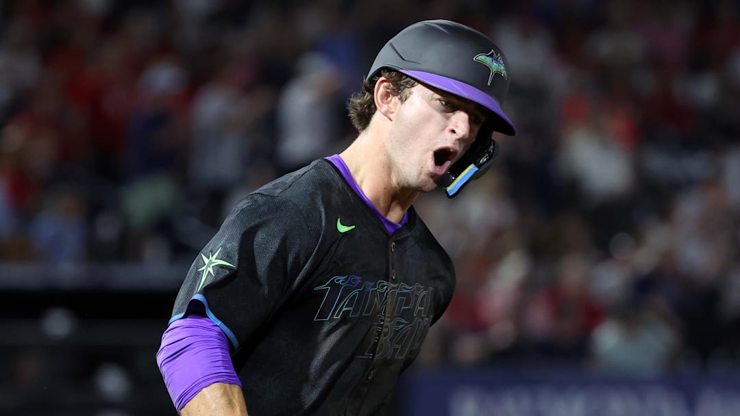 Tampa Bay Rays shortstop Carson Williams celebrates after he hit a two-run home run against the St. Louis Cardinals. Tampa Bay Rays shortstop Carson Williams celebrates after he hit a two-run home run against the St. Louis Cardinals.