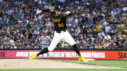 Pittsburgh Pirates starting pitcher Paul Skenes (30) pitches against the St. Louis Cardinals during the eighth inning at PNC Park on July 23.