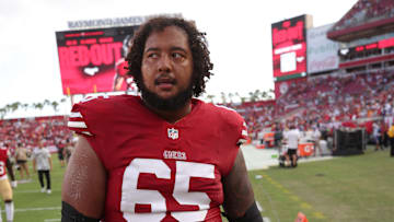 San Francisco 49ers offensive guard Aaron Banks (65)