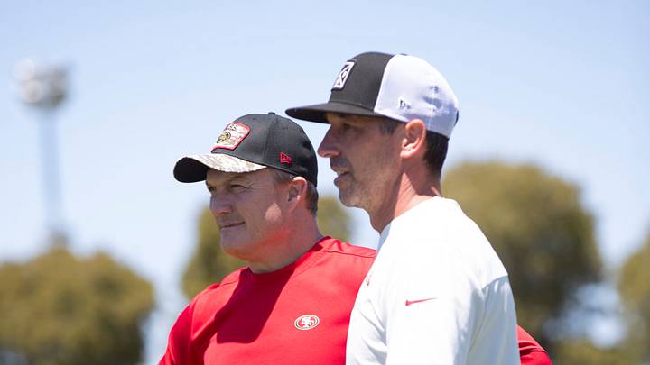 San Francisco 49ers general manager John Lynch (L) and head coach Kyle Shanahan (R)