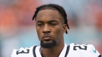 Sep 19, 2021; Jacksonville, Florida, USA; Jacksonville Jaguars cornerback CJ Henderson (23) against the Denver Broncos at TIAA Bank Field. Mandatory Credit: Mark J. Rebilas-USA TODAY Sports