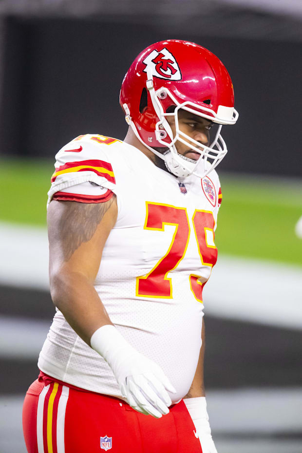Kansas City Chiefs offensive tackle Yasir Durant against the Las Vegas Raiders at Allegiant Stadium