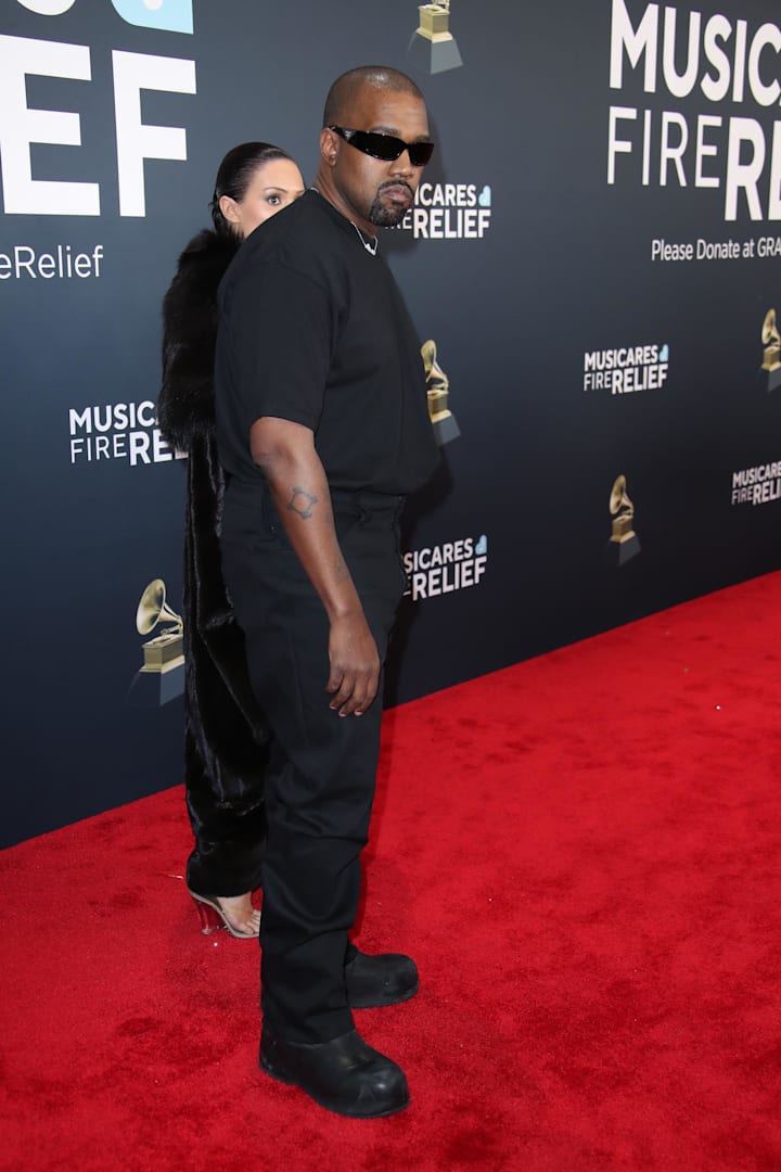 Bianca Censori and Kanye West at the 67th Annual Grammy Awards at Crypto.com Arena in Los Angeles. 