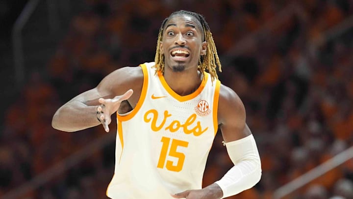 Jahmai Mashack during No. 5 Tennessee's 79–76 win over No. 6 Alabama on March 1, 2025.