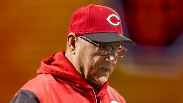 Cincinnati Reds manager Terry Francona (77) walks off the field