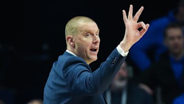 Kentucky head coach Mark Pope instructs his team against Tennessee during their game at Rupp Arena in Lexington, Ky. on Feb. 11, 2025.