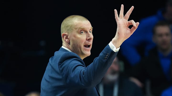 Kentucky head coach Mark Pope instructs his team against Tennessee during their game at Rupp Arena in Lexington, Ky. on Feb. 11, 2025.