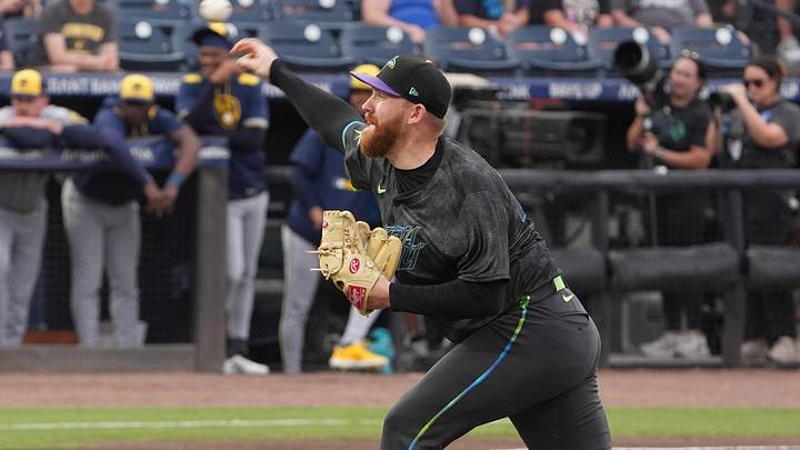 May 9, 2025; Tampa, Florida, USA; Tampa Bay Rays starting pitcher Zach Littell (52) throws a pitch against the Milwaukee Brewers during the first inning at George M. Steinbrenner Field. Mandatory Credit: Dave Nelson-Imagn Images