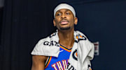 Nov 17, 2025; New Orleans, Louisiana, USA;  Oklahoma City Thunder guard Shai Gilgeous-Alexander (2) walks to the locker room after the game against the New Orleans Pelicans at Smoothie King Center. Mandatory Credit: Stephen Lew-Imagn Images