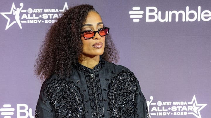 Jul 17, 2025; Indianapolis, IN, USA; Skylar Diggins arrives on the Orange Carpet to start the 2025 WNBA All-Star weekend at Indiana Convention Center. Jul 17, 2025; Indianapolis, IN, USA; Skylar Diggins arrives on the Orange Carpet to start the 2025 WNBA All-Star weekend at Indiana Convention Center.